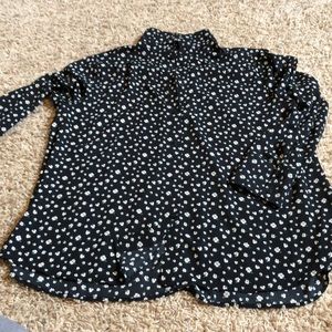 H&M black long sleeve floral blouse